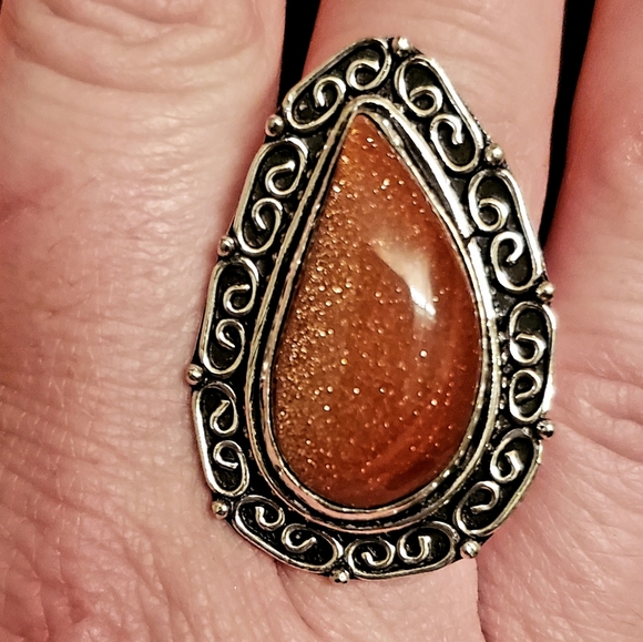 New Sunstone Sun Sitara 925 Silver Statement Ring. - Picture 8 of 8